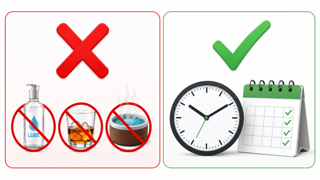 Cómo prepararse para un análisis de esperma: no utilices lubricante, alcohol ni te bañes en jacuzzis antes de la prueba; anota las fechas y las horas en un calendario y un reloj.